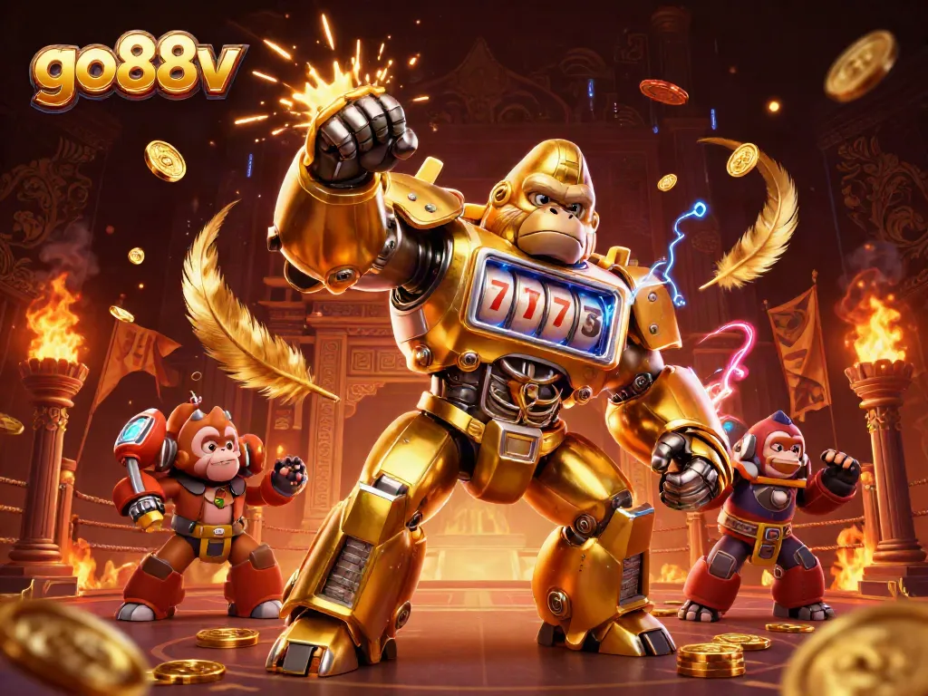 Experience thrilling wins with the dynamic go88v gorilla mech in an exciting casino setting.